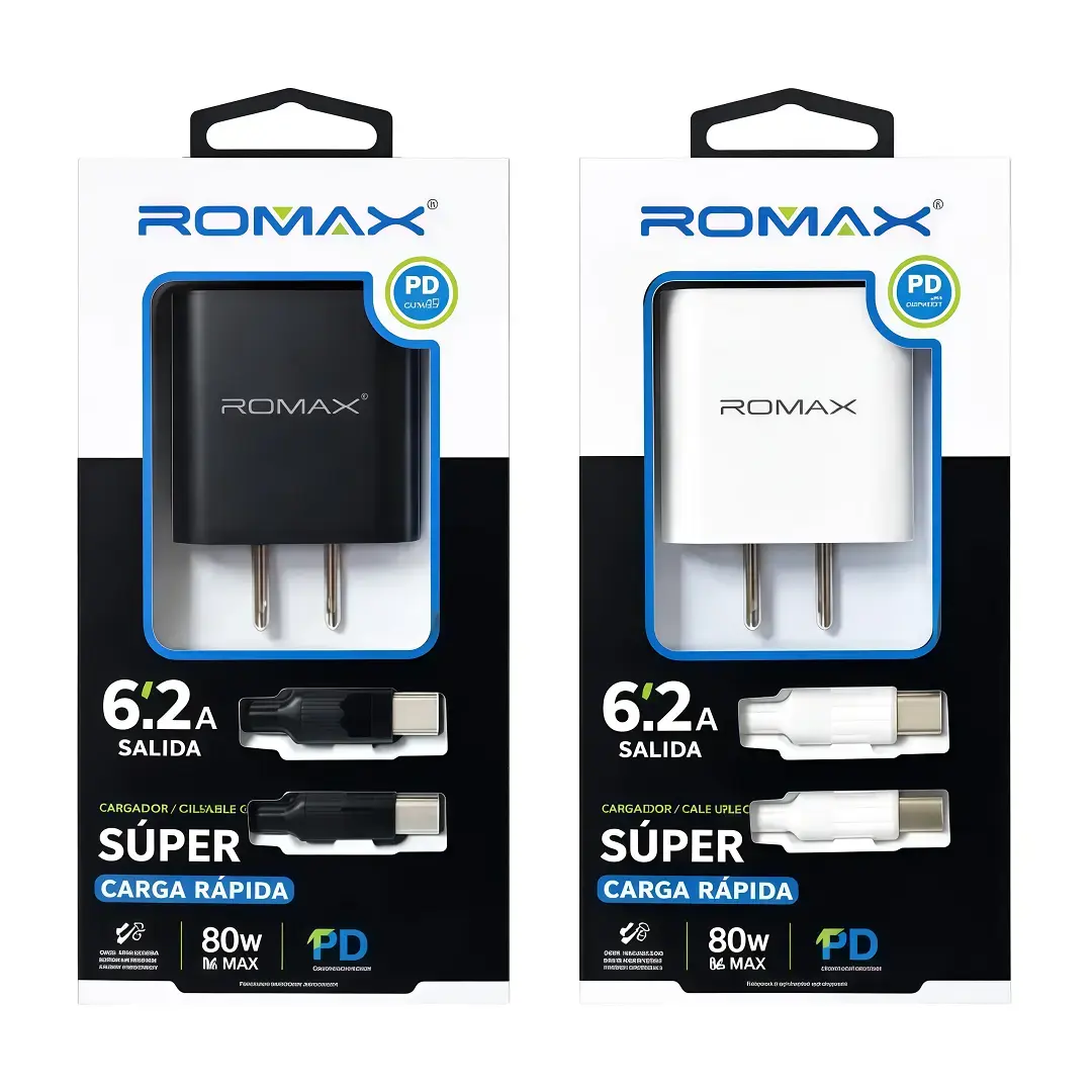 Cargador Tipo C a C Carga Rapida 6.2a 80w Romax