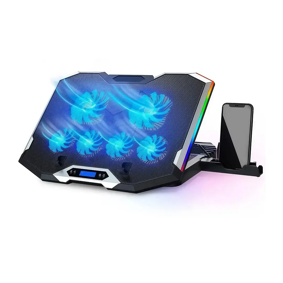 Cooler Para Laptop 17″ con 6 Ventiladores y Soporte de Celular